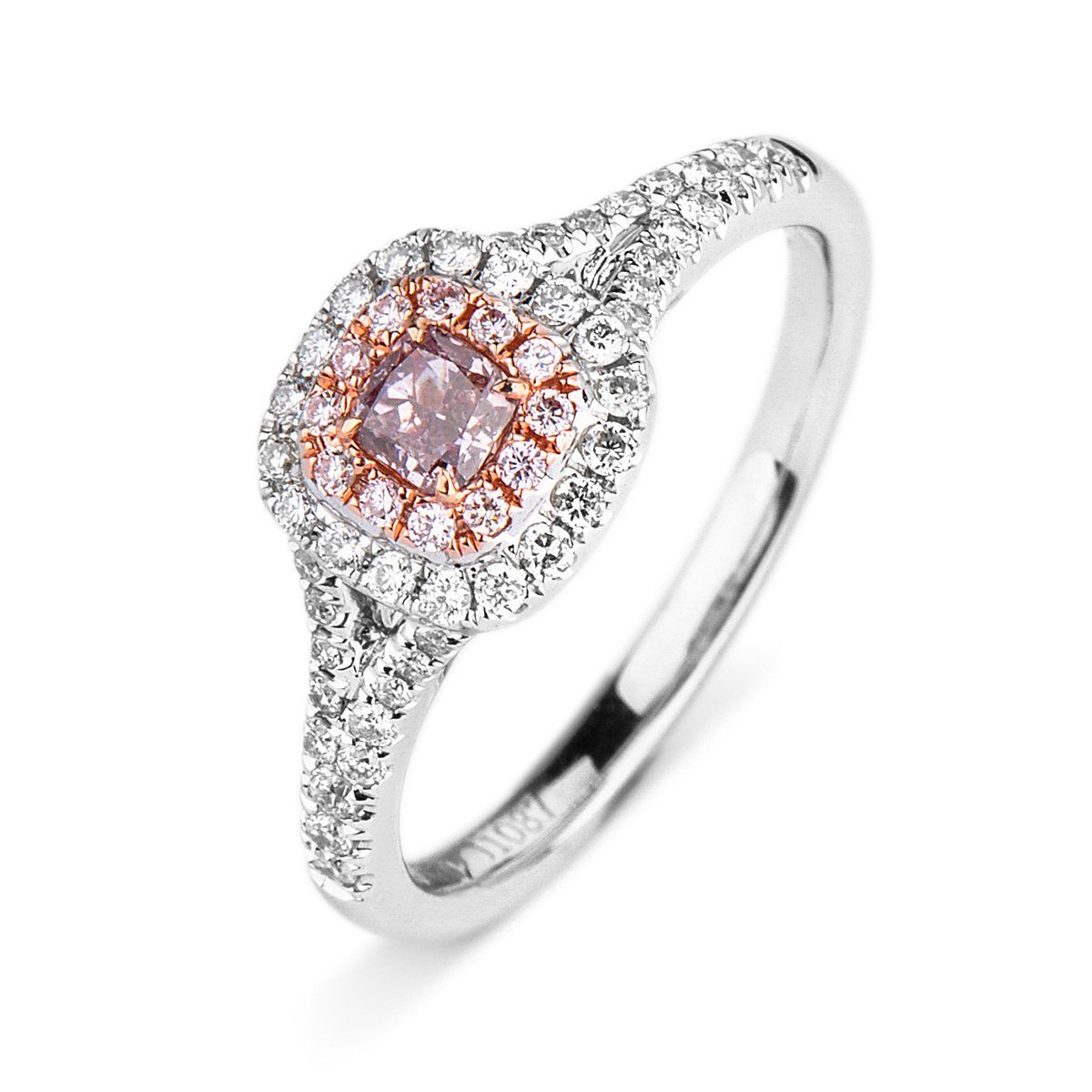 Fancy Brownish Purplish Pink Diamond Ring, 0.20 Ct. (0.56 Ct. TW), Radiant shape, GIA Certified, 1182351703