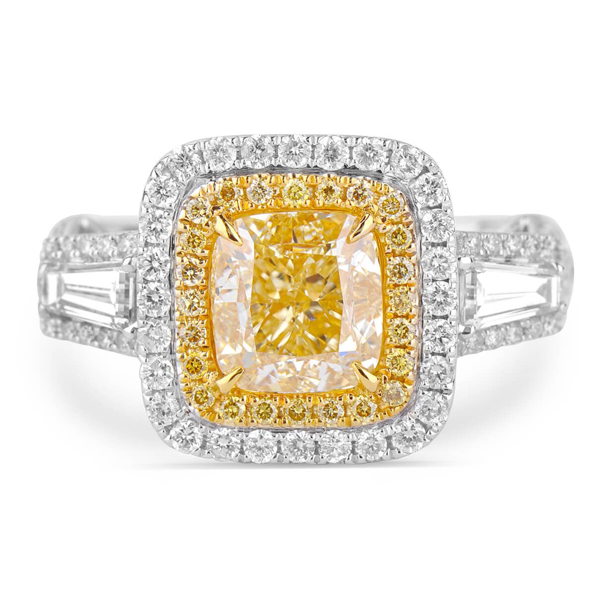 Light Yellow (W-X) Diamond Ring, 2.00 Ct. (2.95 Ct. TW), Cushion shape, GIA Certified, 1182017615