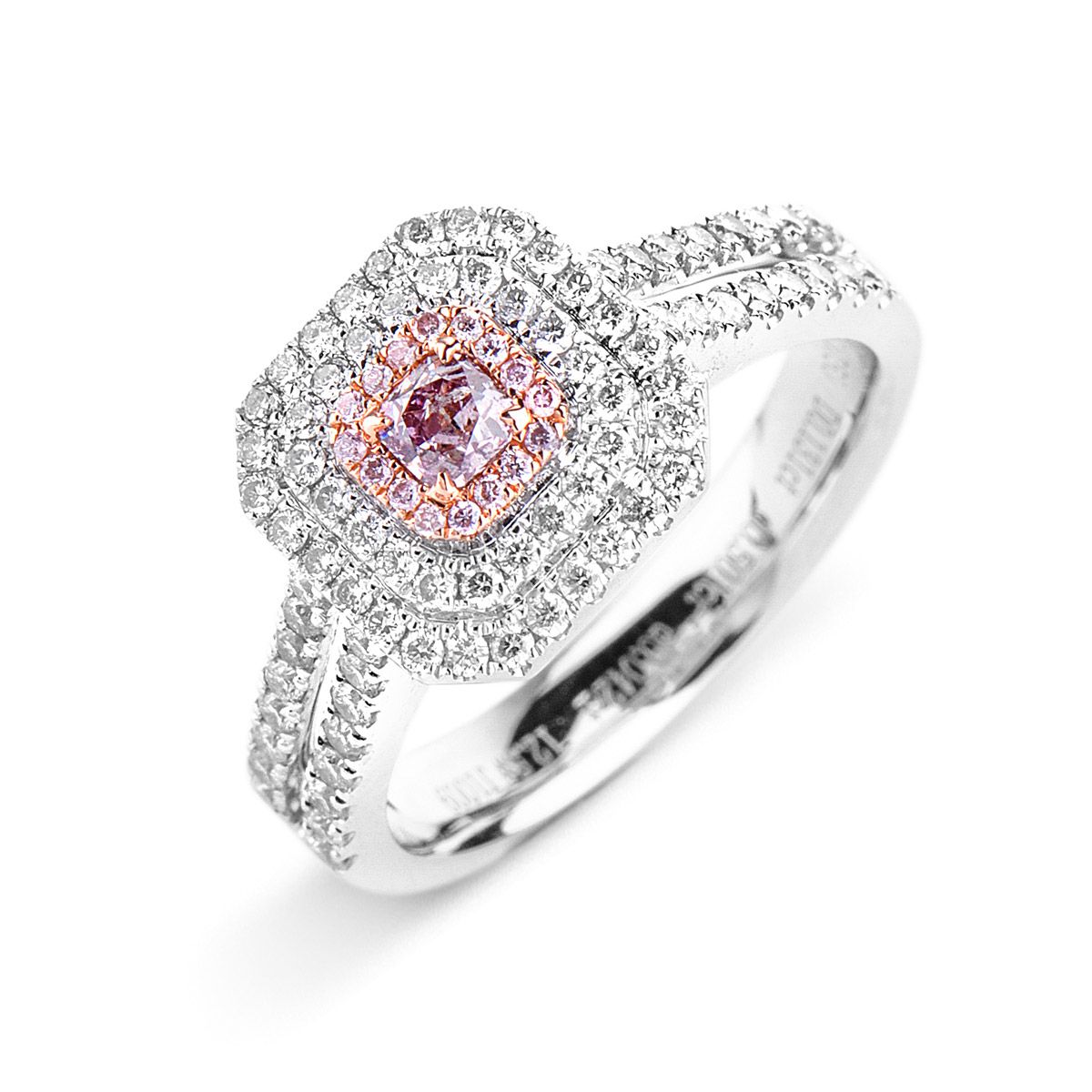 Fancy Purple Pink Diamond Ring, 0.13 Ct. (0.67 Ct. TW), Cushion shape