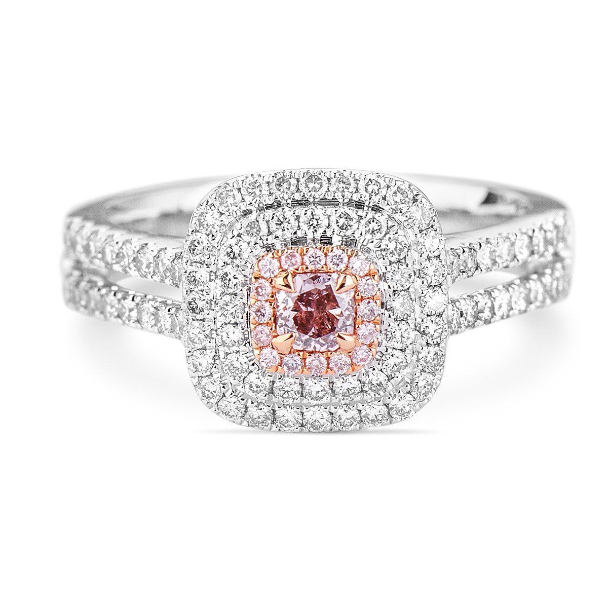 Fancy Pink Diamond Ring, 0.68 Ct. TW, Cushion shape