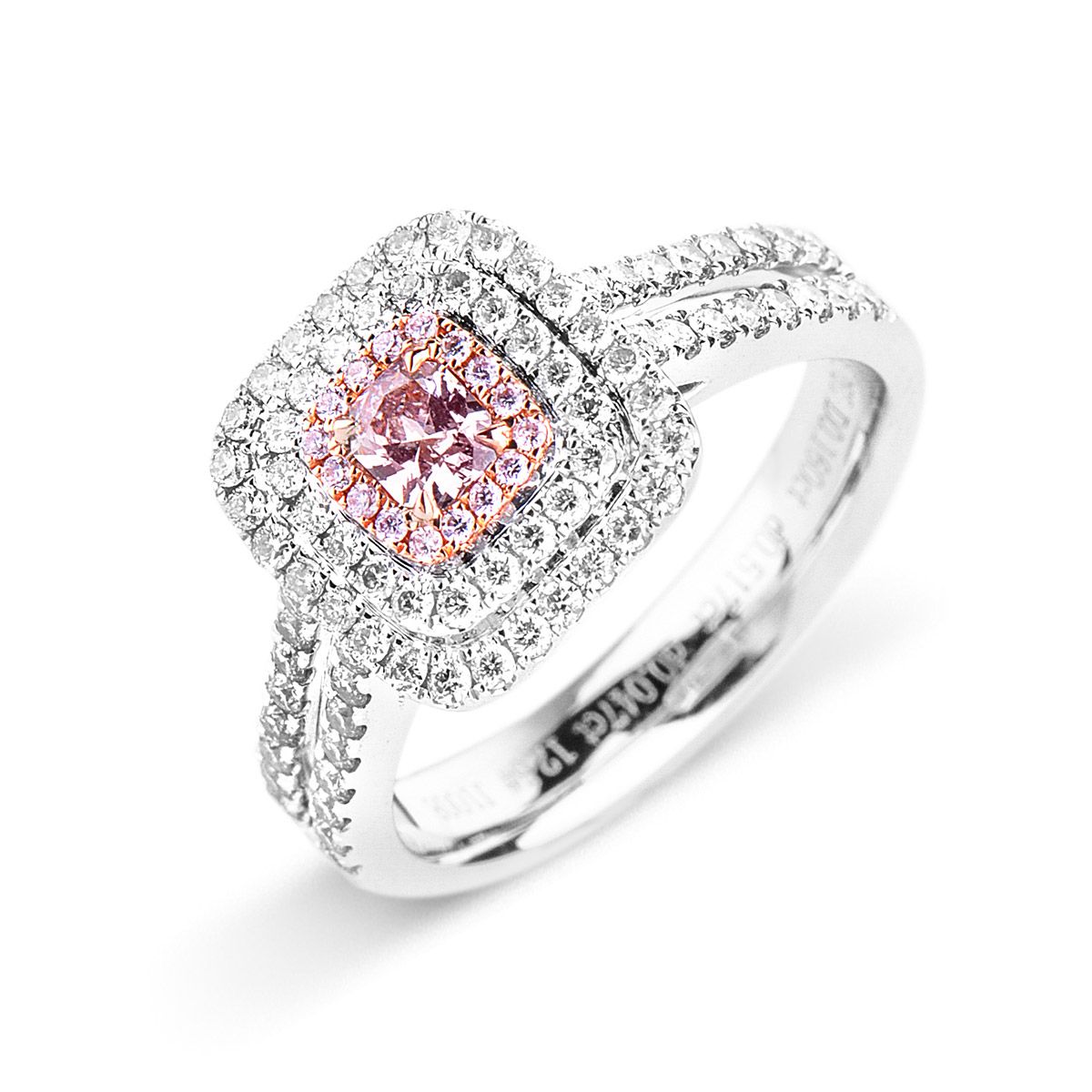 Fancy Pink Mix Diamond Ring, 0.14 Ct. (0.61 Ct. TW), Cushion shape, EG_Lab Certified, J5826061836