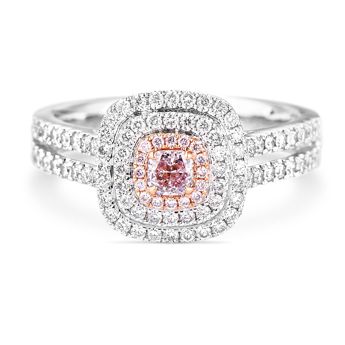 Fancy Pink Mix Diamond Ring, 0.14 Ct. (0.61 Ct. TW), Cushion shape, EG_Lab Certified, J5826061836