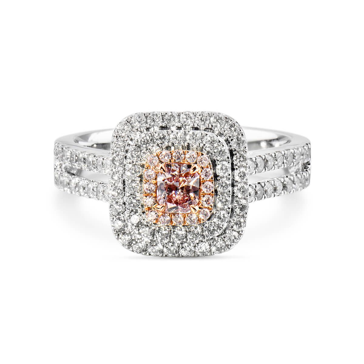 Fancy Pink Purple Diamond Ring, 0.16 Ct. (0.72 Ct. TW), Cushion shape