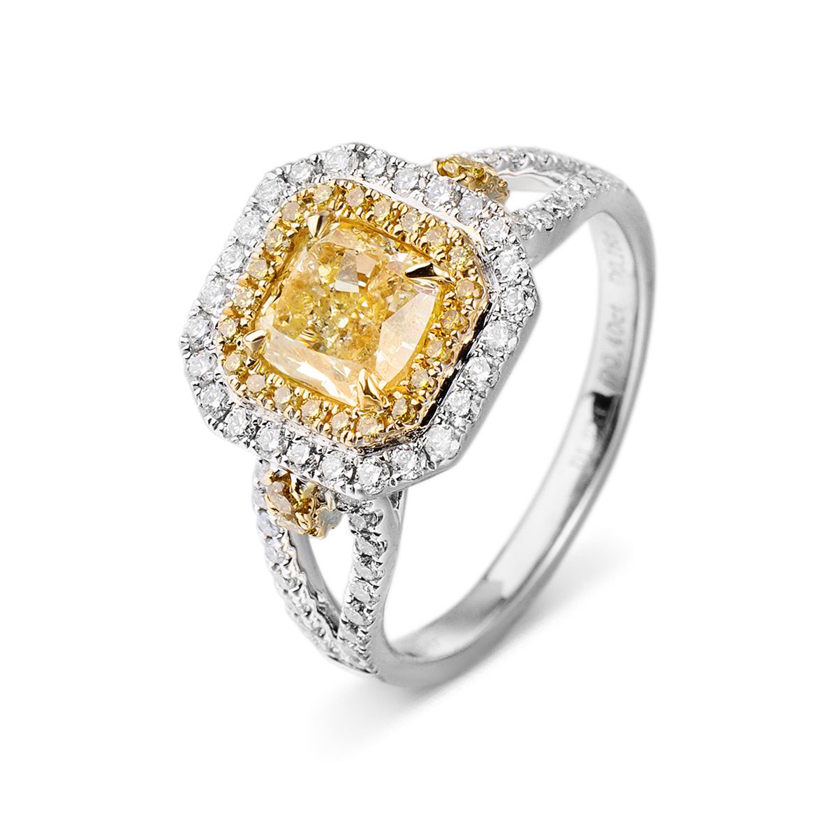 Fancy Light Yellow Diamond Ring, 1.27 Ct. (1.80 Ct. TW), Radiant shape