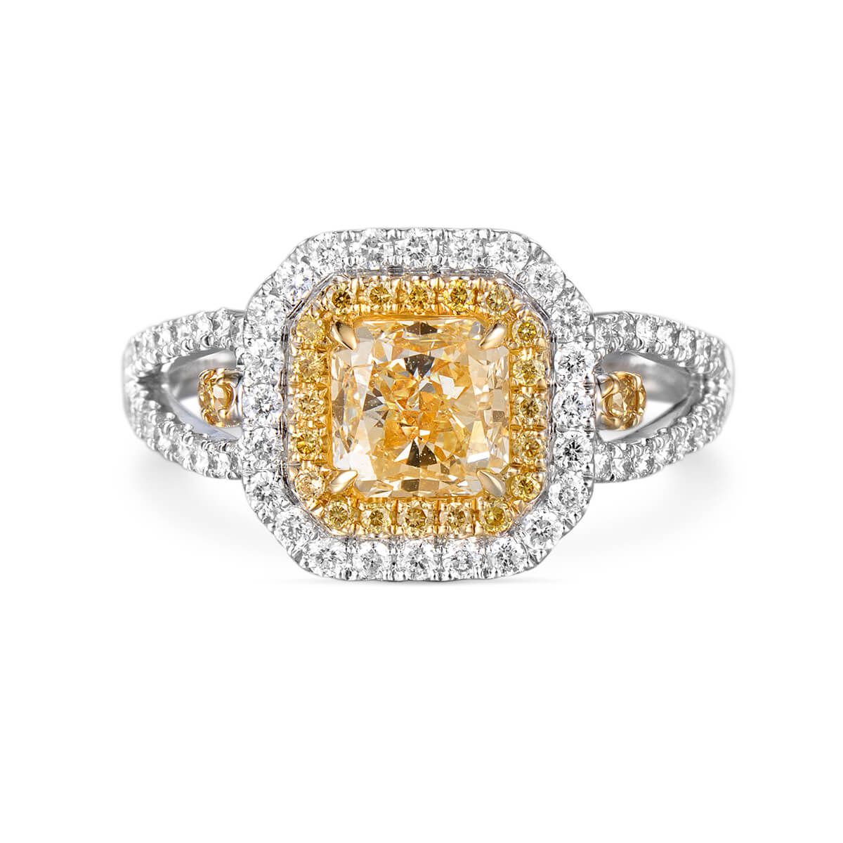 Fancy Light Yellow Diamond Ring, 1.27 Ct. (1.80 Ct. TW), Radiant shape