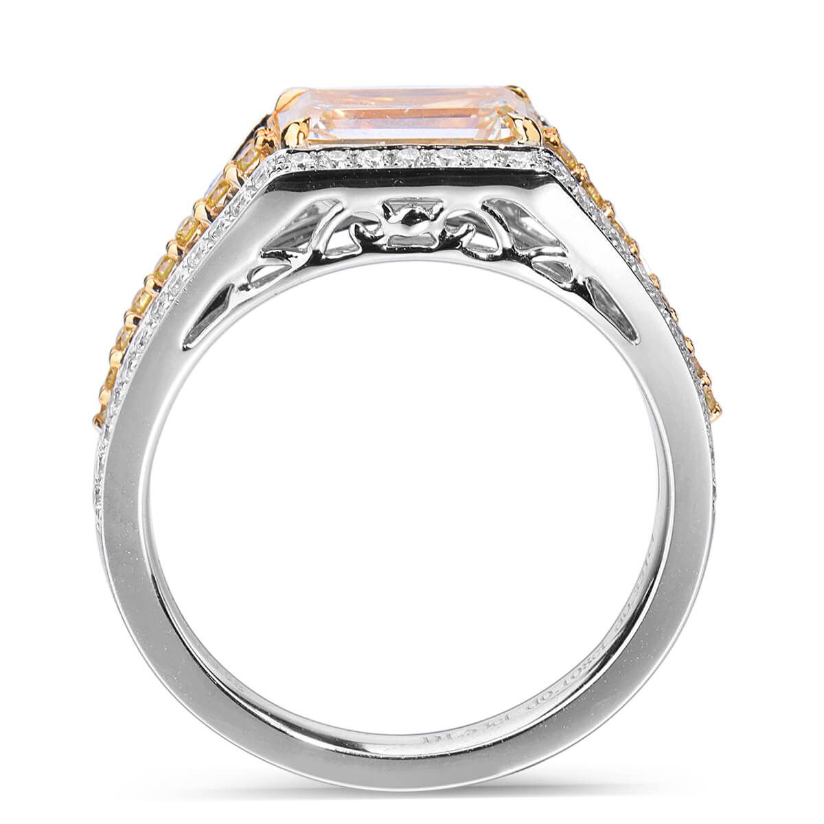 Light Yellow (U-V) Diamond Ring, 1.53 Ct. (1.97 Ct. TW), Emerald shape, GIA Certified, 5166911154