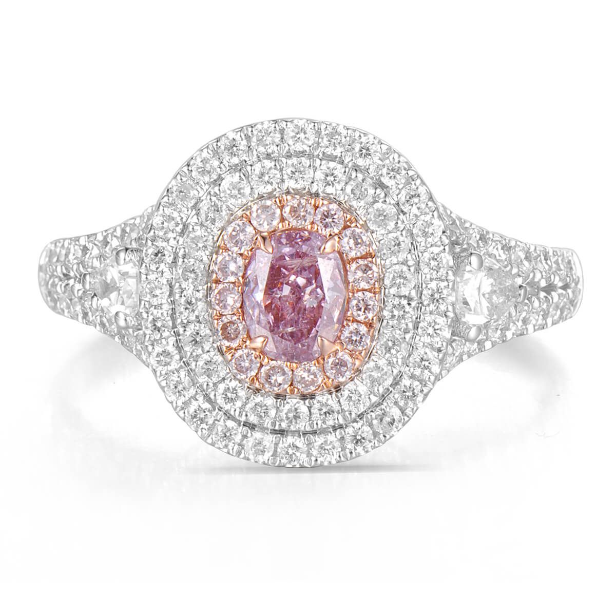 Fancy Pink Purple Diamond Ring, 0.23 Ct. (1.03 Ct. TW), Cushion shape, GIA Certified, 2185417495