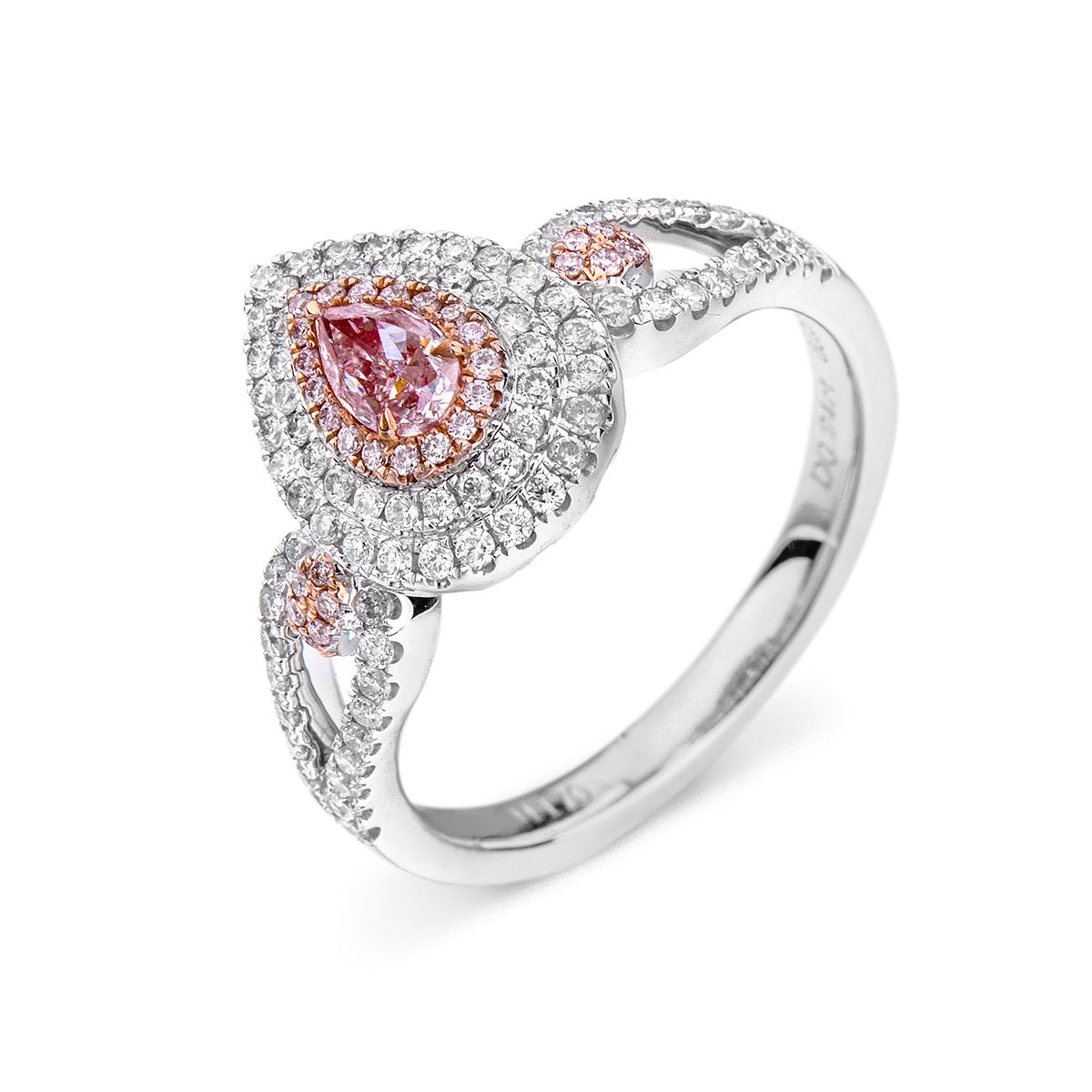 Faint Pink Diamond Ring, 0.24 Ct. (0.75 Ct. TW), Pear shape, GIA Certified, 6183475397