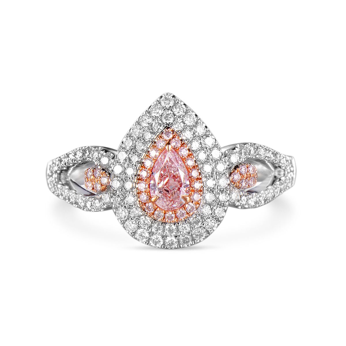 Faint Pink Diamond Ring, 0.24 Ct. (0.75 Ct. TW), Pear shape, GIA Certified, 6183475397