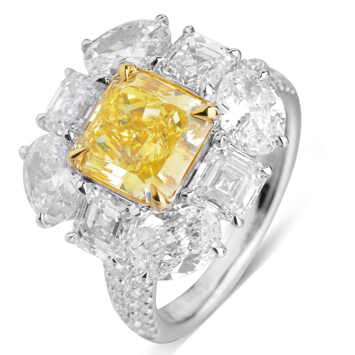 Fancy Vivid Yellow Diamond Ring, 6.79 Ct. TW, Radiant shape, GIA Certified, 2165495457