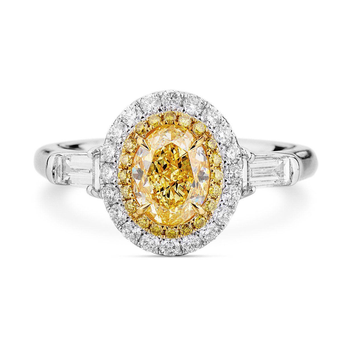 Fancy Yellow Diamond Ring, 1.04 Ct. (1.71 Ct. TW), Oval shape, GIA Certified, 2165820692