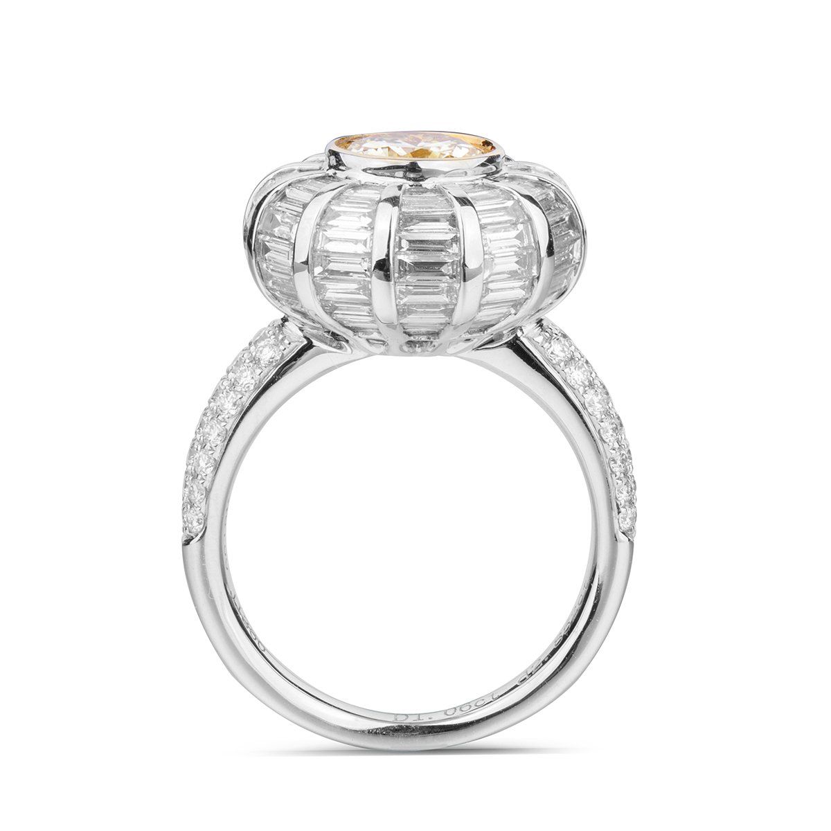Light Yellow (U-V) Diamond Ring, 2.85 Ct. TW, Round shape, GIA Certified, 2185037235
