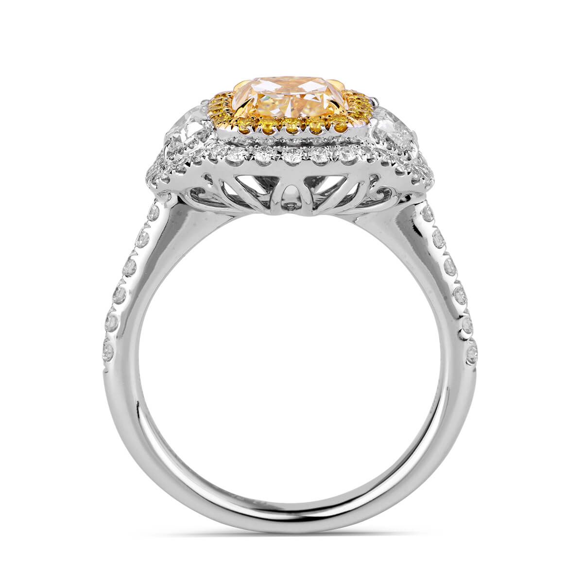 Light Yellow (W-X) Diamond Ring, 2.70 Ct. TW, Cushion shape, GIA Certified, 1176892245