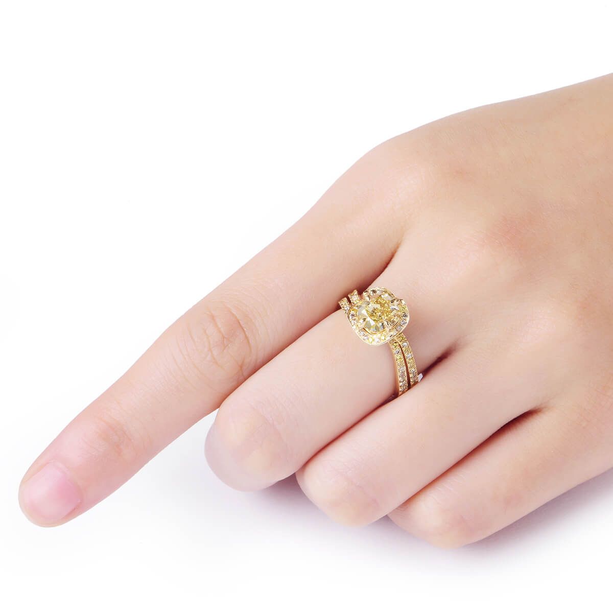 Fancy Brownish Yellow Diamond Ring, 1.28 Ct. (1.97 Ct. TW), Cushion shape, GIA Certified, 2171355701