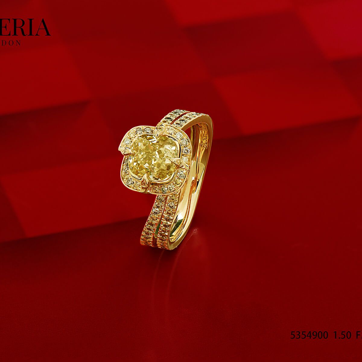 浅 呈褐色的 黄色 钻石 戒指, 1.50 重量 (2.22 克拉 总重), 枕型 形状, EG_Lab 认证, J6026292229