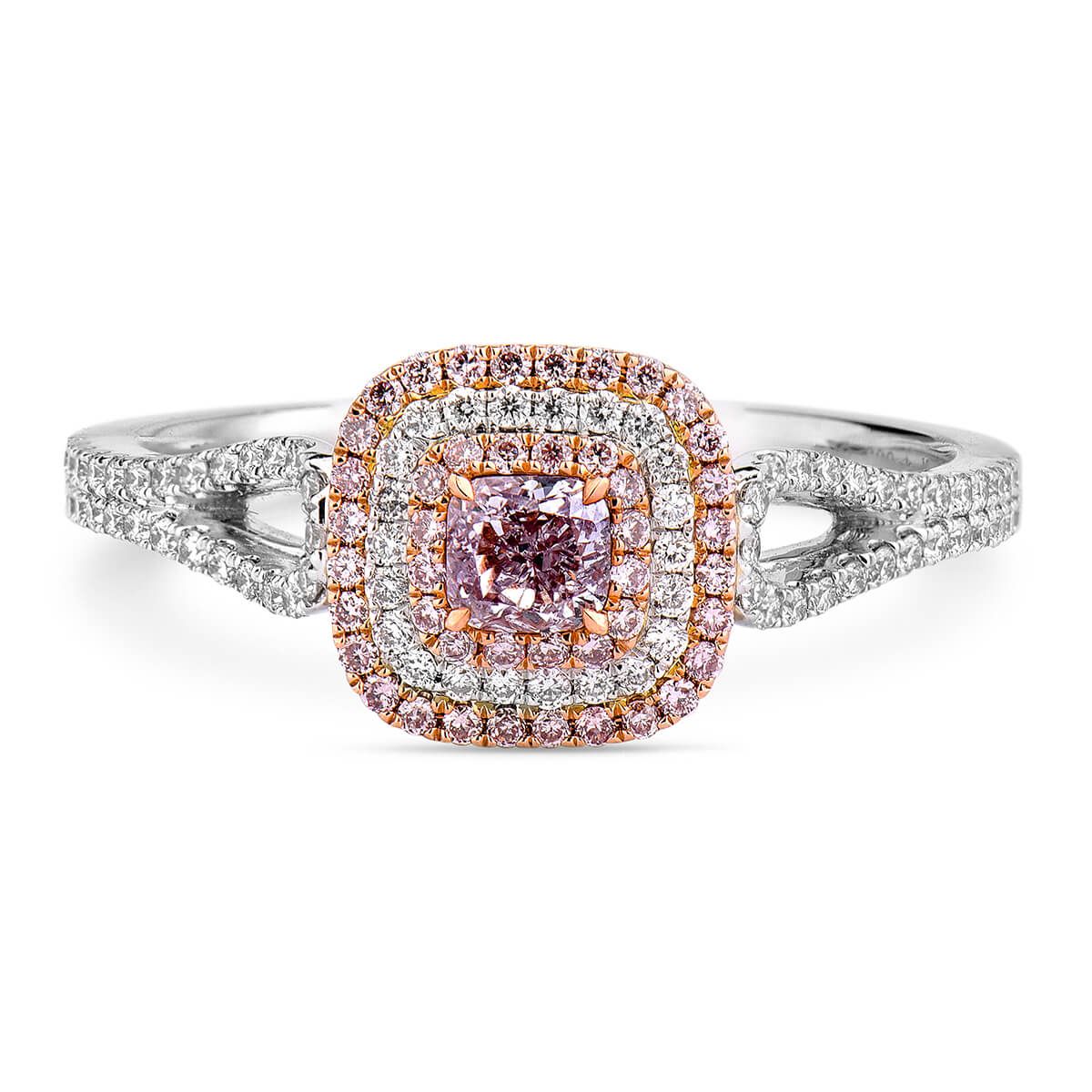 Faint Pink Diamond Ring, 0.23 Ct. (0.54 Ct. TW), Cushion shape, GIA Certified, 5181475379