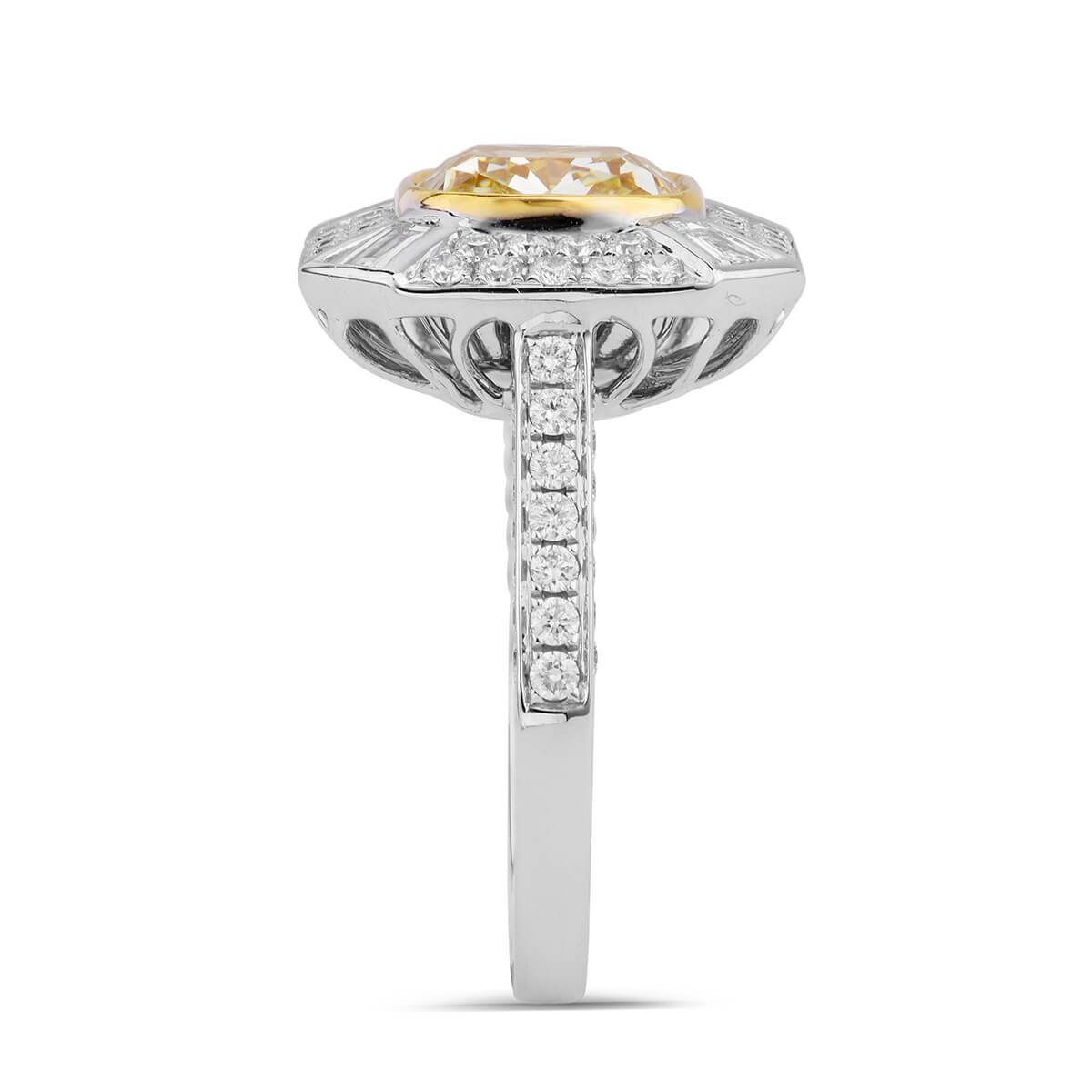 Fancy Light Yellow Diamond Ring, 1.09 Carat, Cushion shape, GIA Certified, 1209155985
