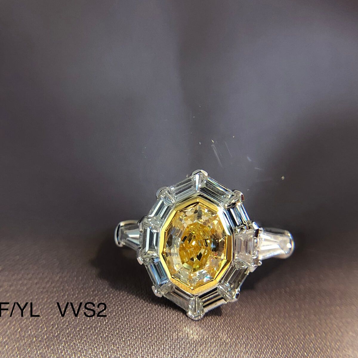 Fancy Yellow Diamond Ring, 1.06 Ct. (2.33 Ct. TW), Marquise shape, GIA Certified, 2141529304
