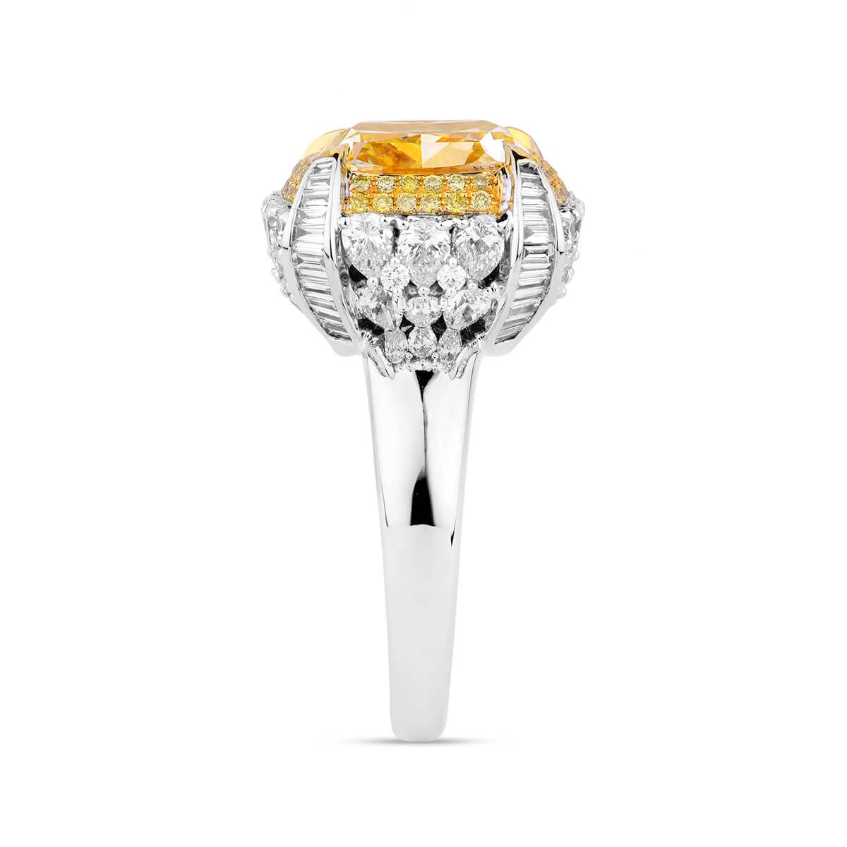 Fancy Yellow Diamond Ring, 8.63 Ct. TW, Cushion shape, GIA Certified, 5181908676