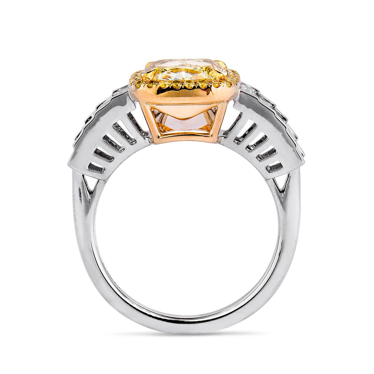 Fancy Intense Yellow Diamond Ring, 3.27 Ct. (4.19 Ct. TW), Cushion shape, GIA Certified, 2175137047