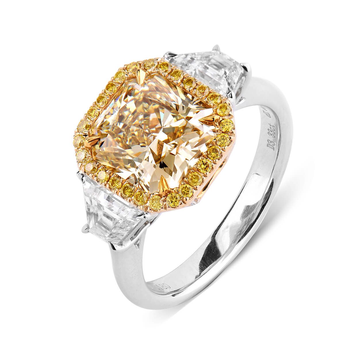 Fancy Yellow Diamond Ring, 3.33 Ct. (4.39 Ct. TW), Radiant shape, GIA Certified, 1182682311