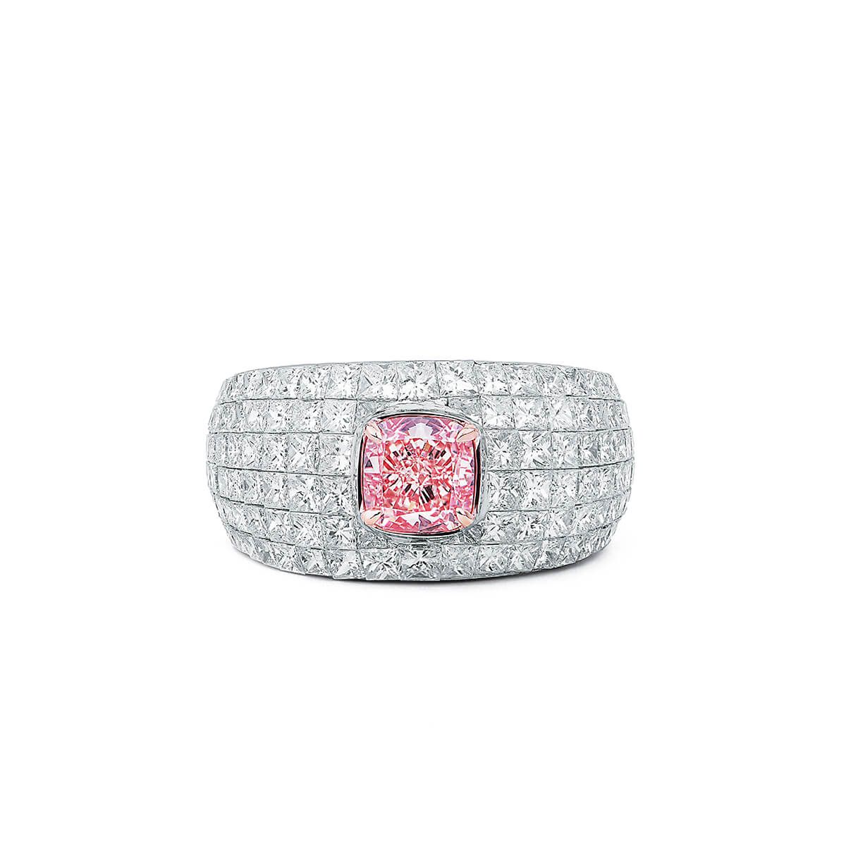 Fancy Brownish Pink Diamond Ring, 1.05 Ct. (4.02 Ct. TW), Cushion shape, GIA Certified, 2155974574