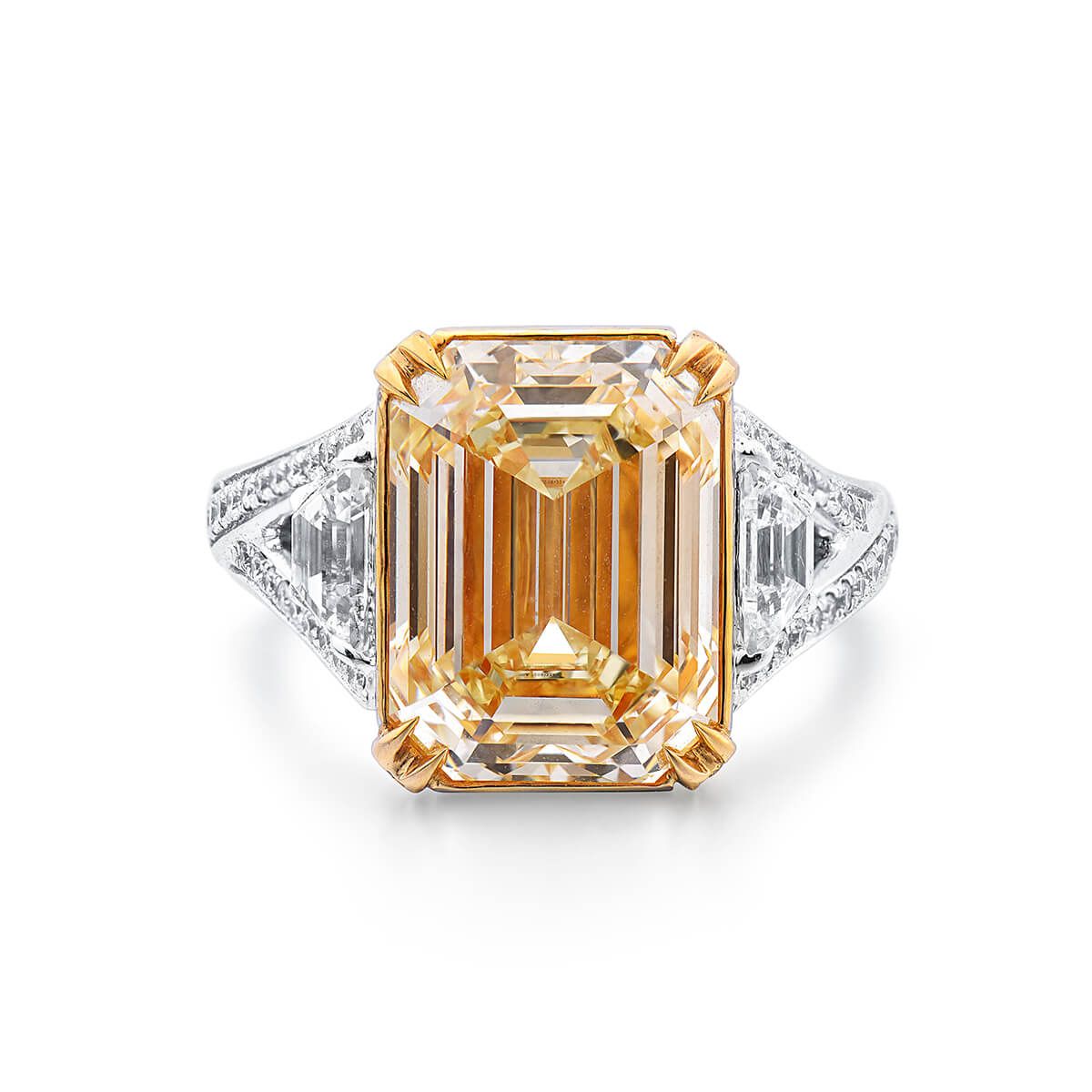 Fancy Light Yellow Diamond Ring, 7.11 Ct. (8.22 Ct. TW), Emerald shape, GIA Certified, 7208133425
