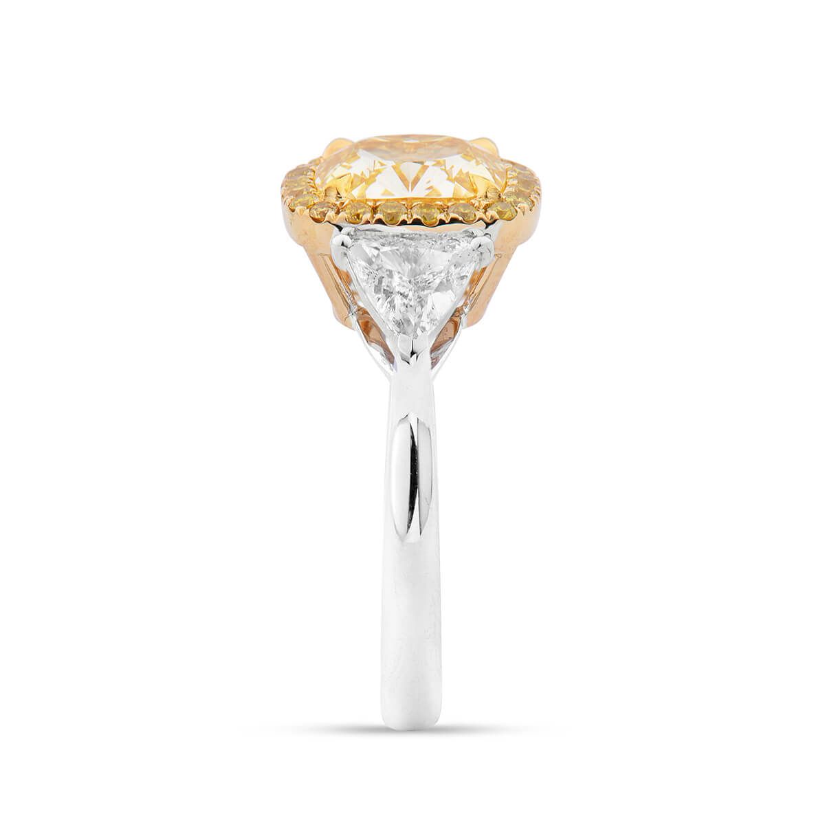 Fancy Intense Yellow Diamond Ring, 3.02 Ct. (4.04 Ct. TW), Cushion shape, GIA Certified, 2185676947