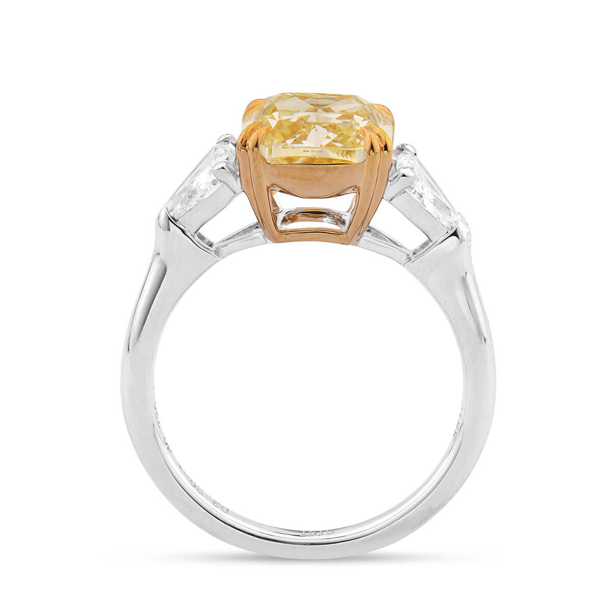Fancy Light Yellow Diamond Ring, 3.29 Ct. (4.01 Ct. TW), Cushion shape, GIA Certified, 2191020008