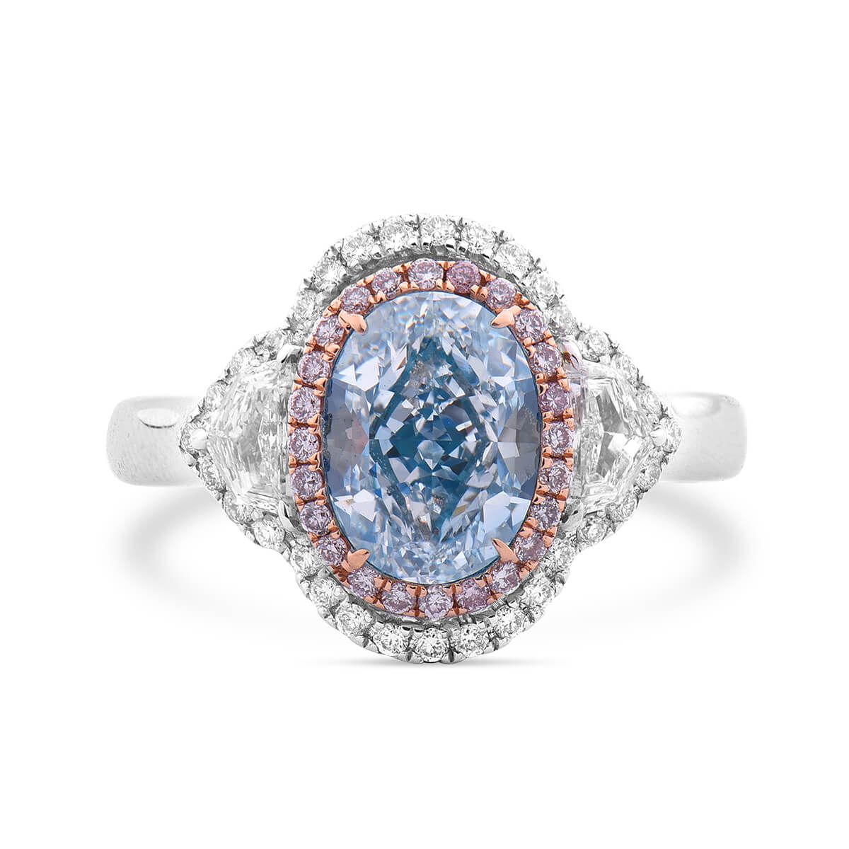 Fancy Greenish Blue Diamond Ring, 2.83 Ct. TW, Oval shape, GIA Certified, 6175841029