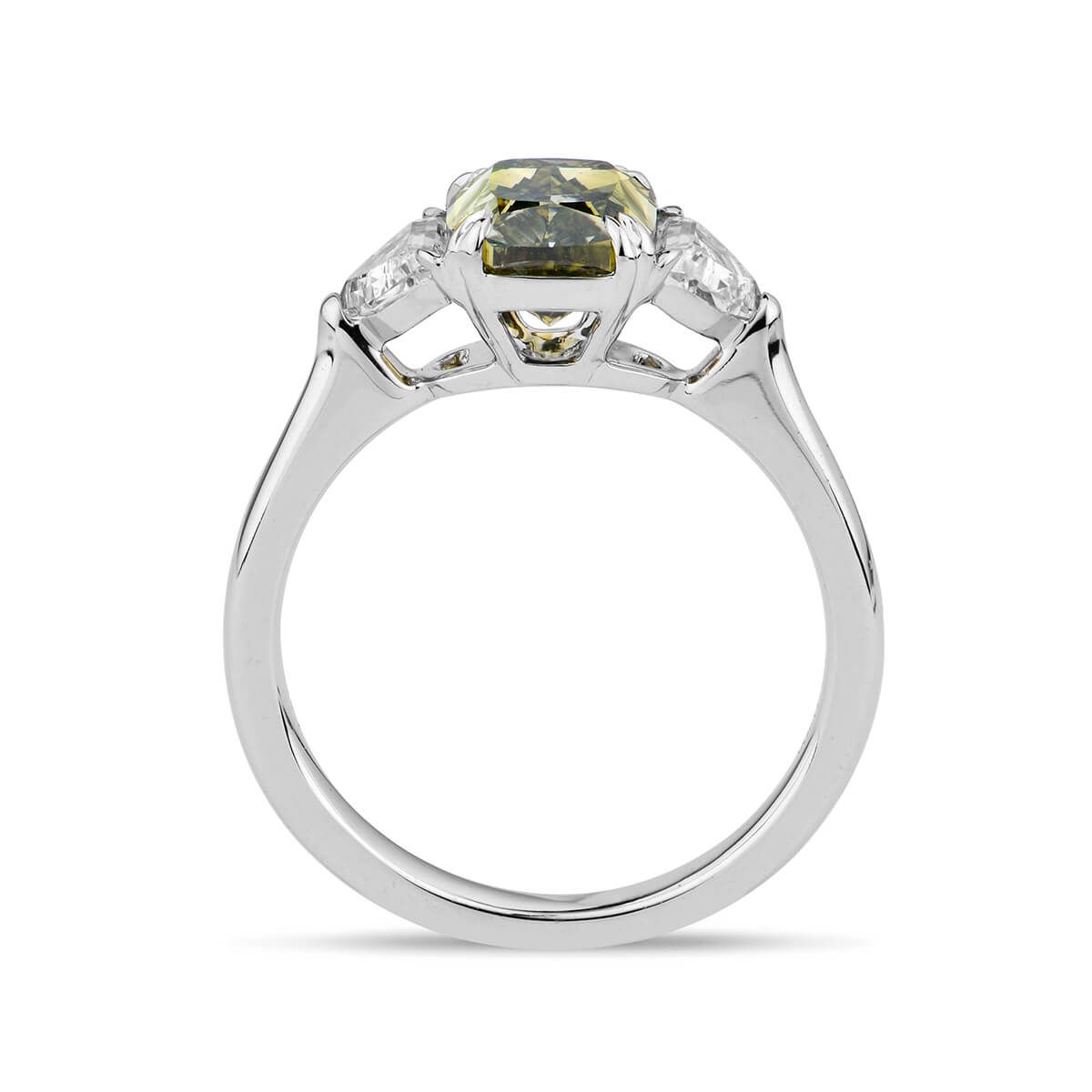 Fancy Deep Brownish Greenish Yellow Diamond Ring, 2.63 Ct. TW, Cushion shape, GIA Certified, 1156325483