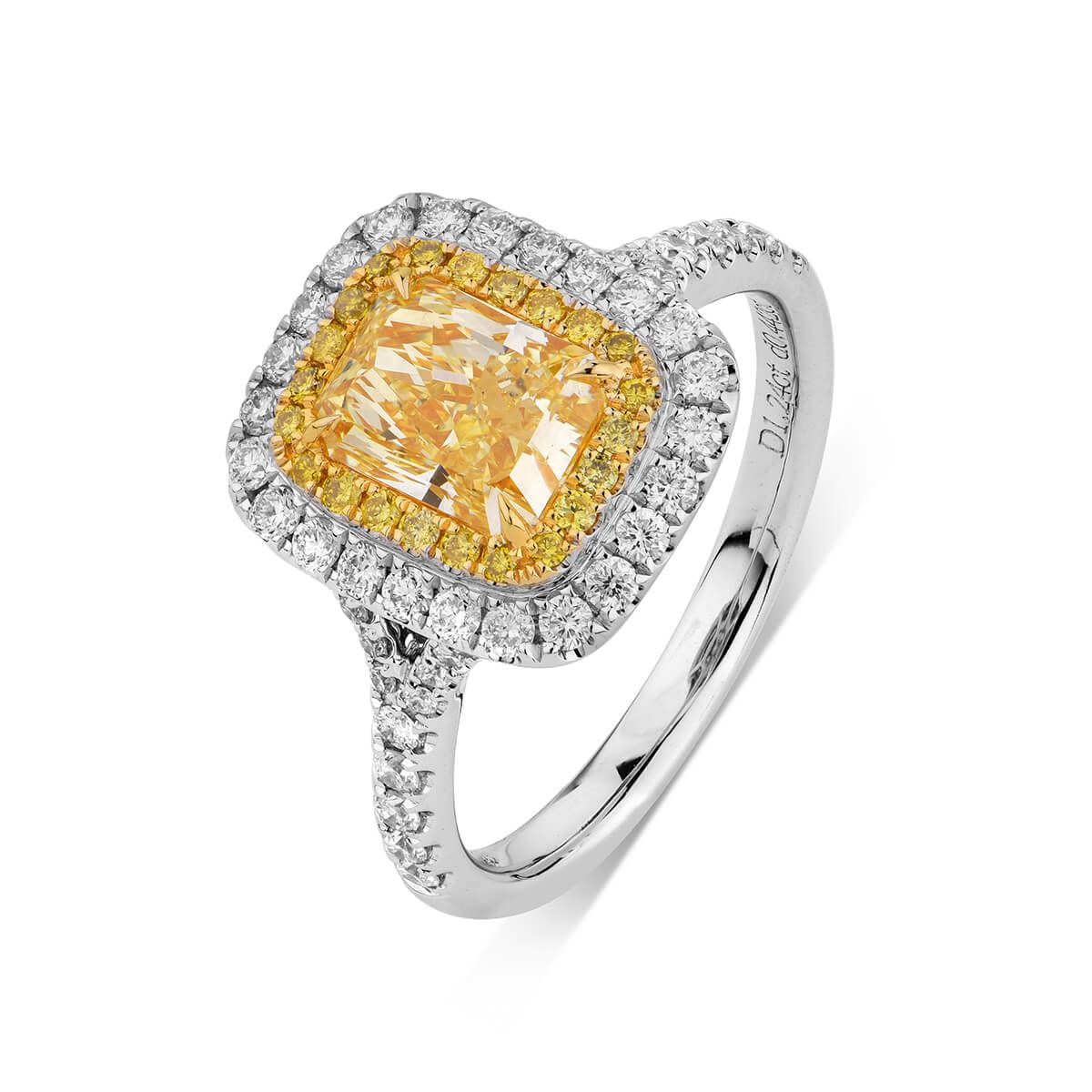 Fancy Yellow Diamond Ring, 1.79 Ct. TW, Radiant shape, GIA Certified, 2185683559