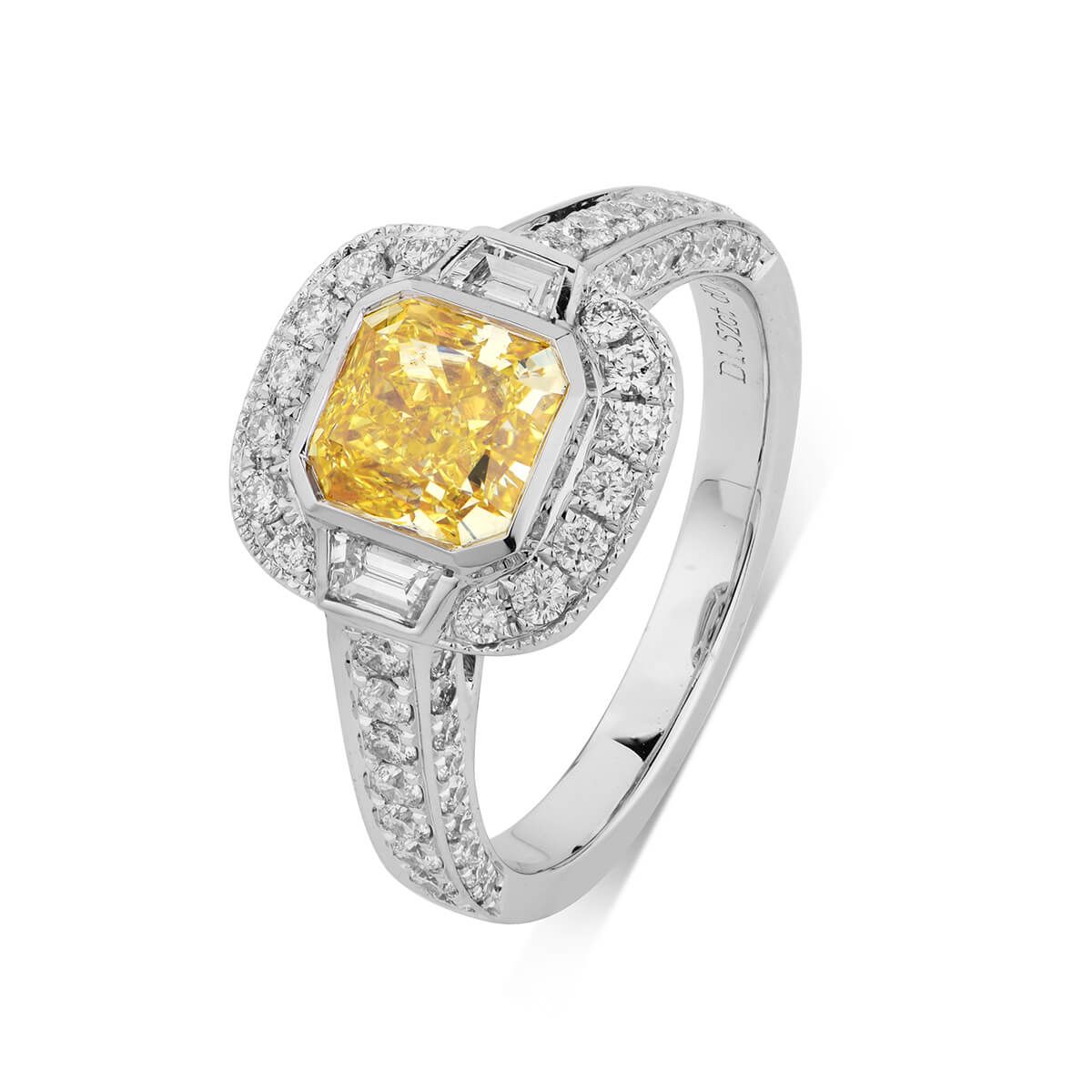 Fancy Intense Yellow Diamond Ring, 1.52 Ct. (2.28 Ct. TW), Radiant shape, GIA Certified, 6173249805
