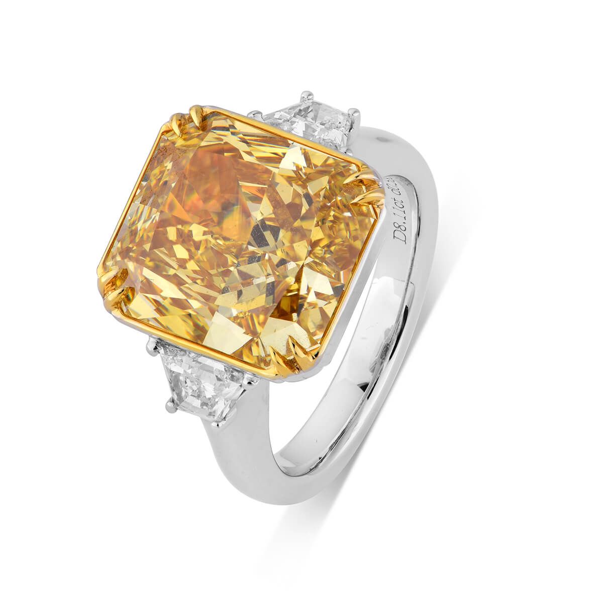 Fancy Deep Yellow Diamond Ring, 8.81 Ct. TW, Radiant shape, GIA Certified, 2193070328