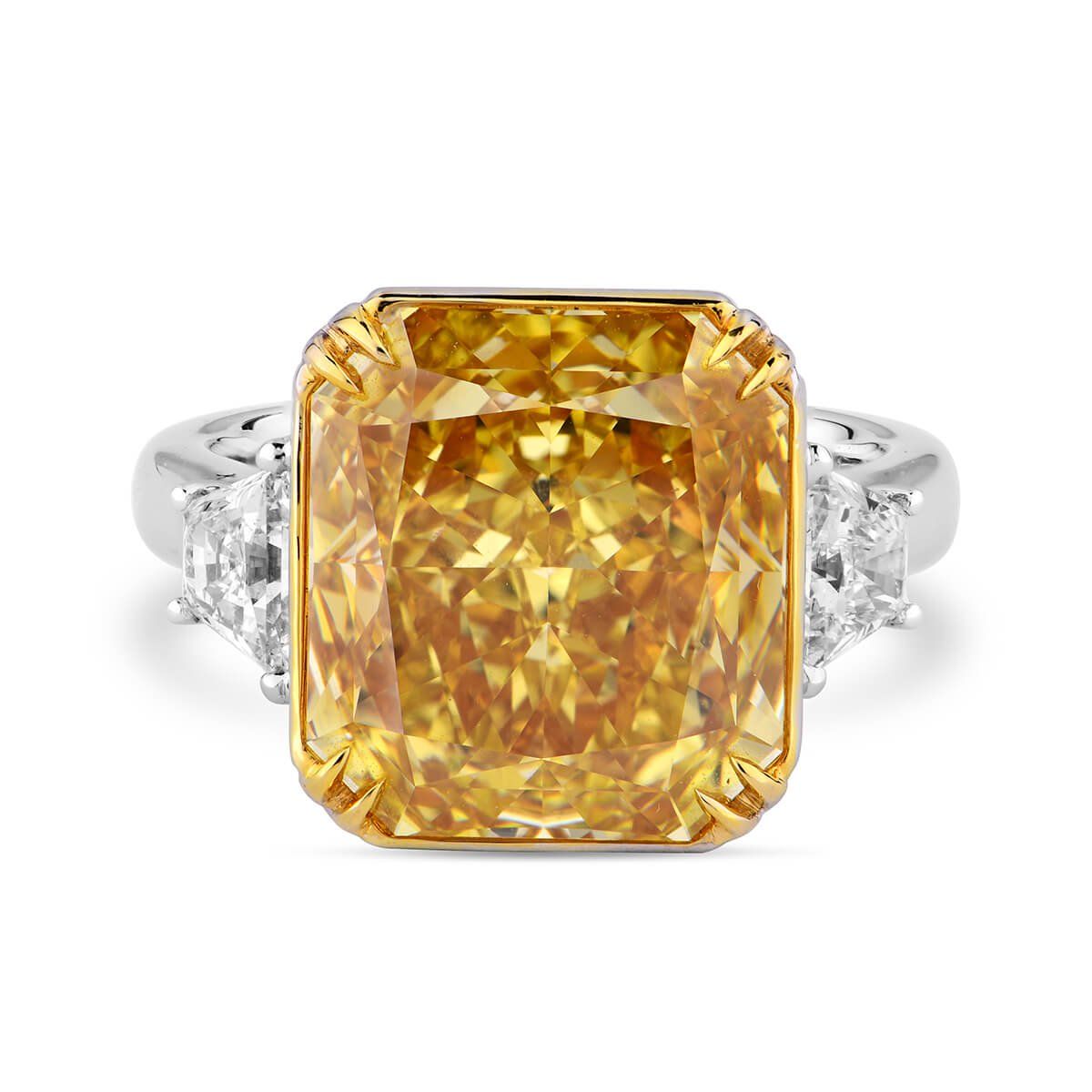 Fancy Deep Yellow Diamond Ring, 8.81 Ct. TW, Radiant shape, GIA Certified, 2193070328