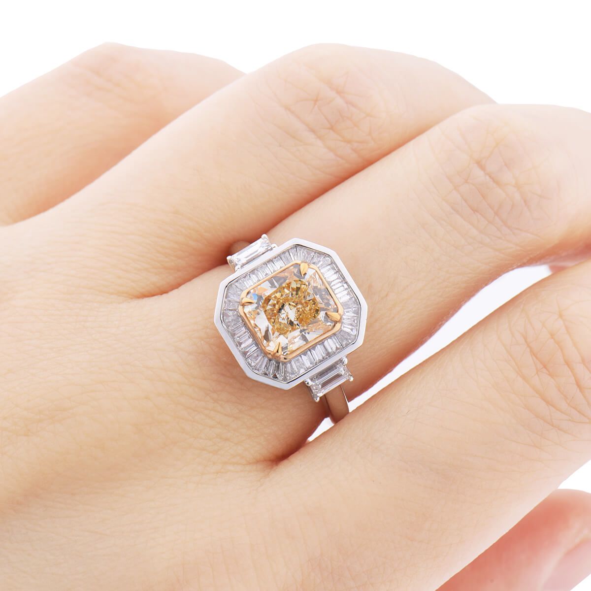 Fancy Orange Yellow Diamond Ring, 2.16 Ct. (2.83 Ct. TW), Radiant shape, GIA Certified, 2165127467