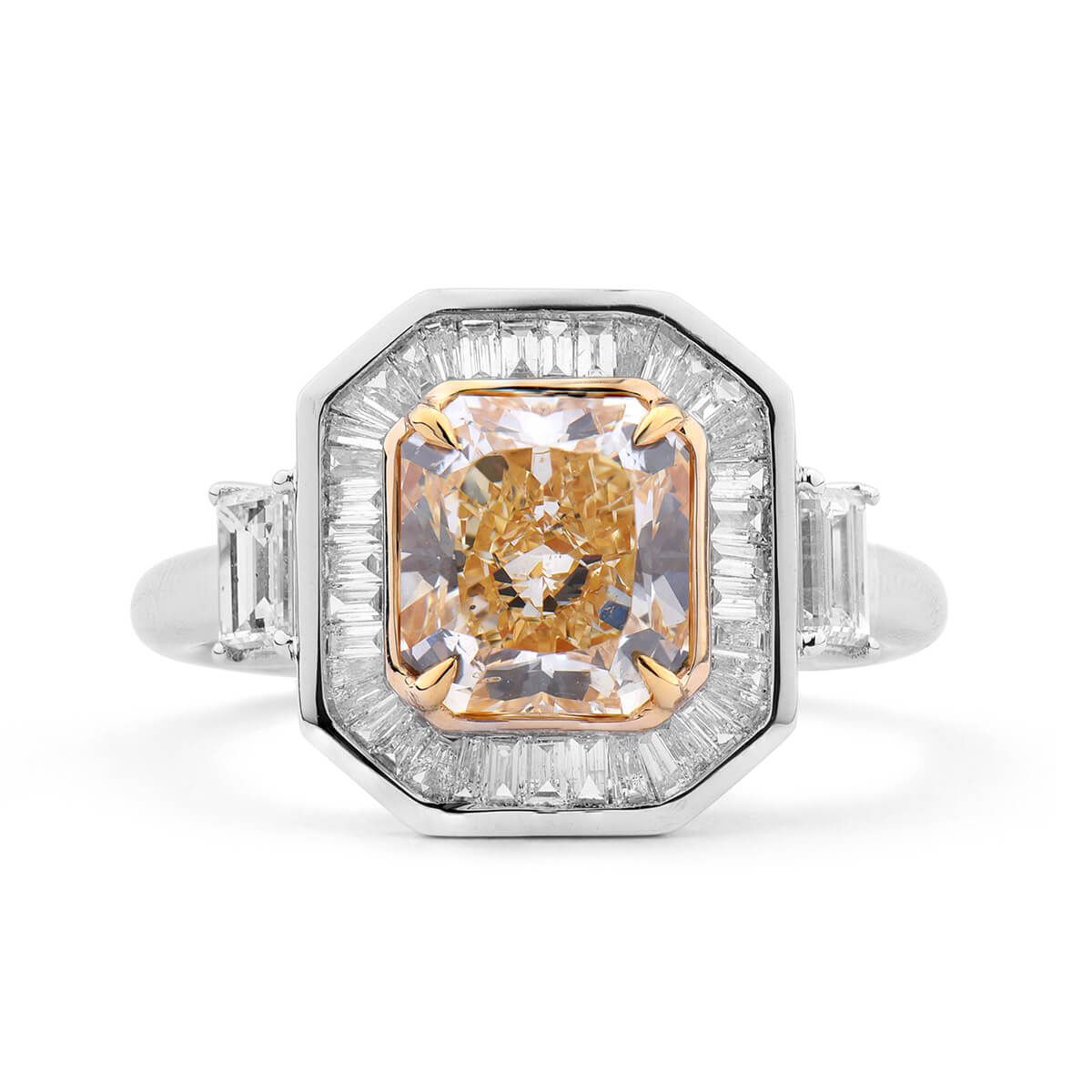 Fancy Orange Yellow Diamond Ring, 2.16 Ct. (2.83 Ct. TW), Radiant shape, GIA Certified, 2165127467