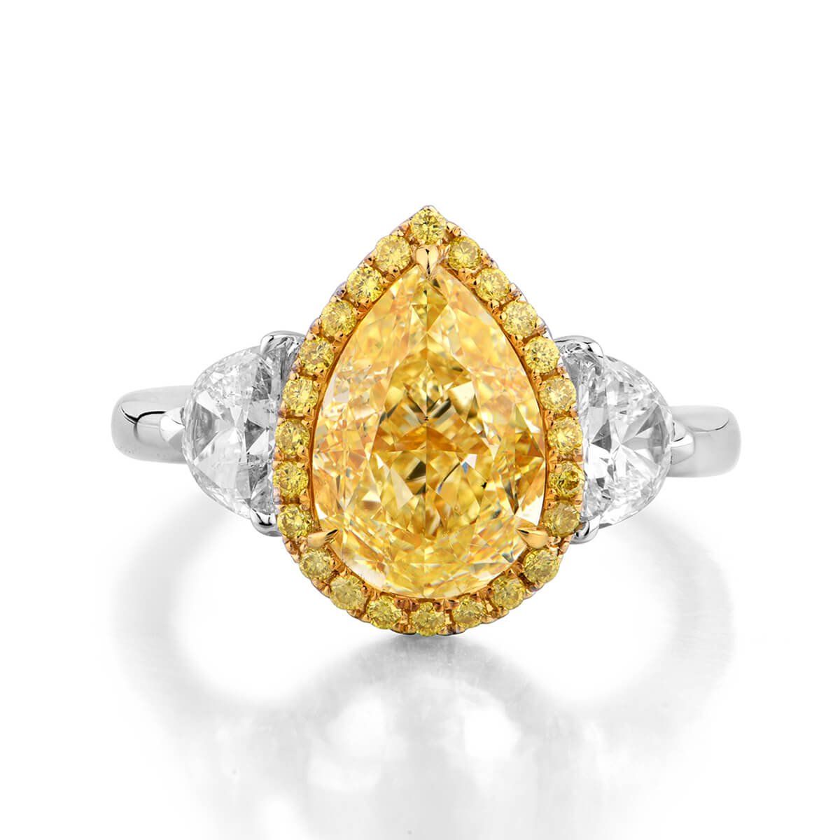 Fancy Light Yellow Diamond Ring, 3.85 Ct. TW, Pear shape, GIA Certified, 1285212564