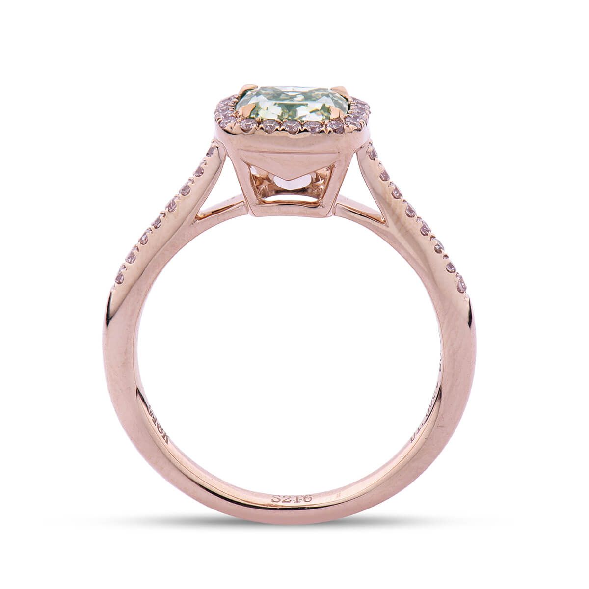 Fancy Light Brownish Greenish Yellow Diamond Ring, 1.50 Ct. (1.74 Ct. TW), Cushion shape, GIA Certified, 1149674700