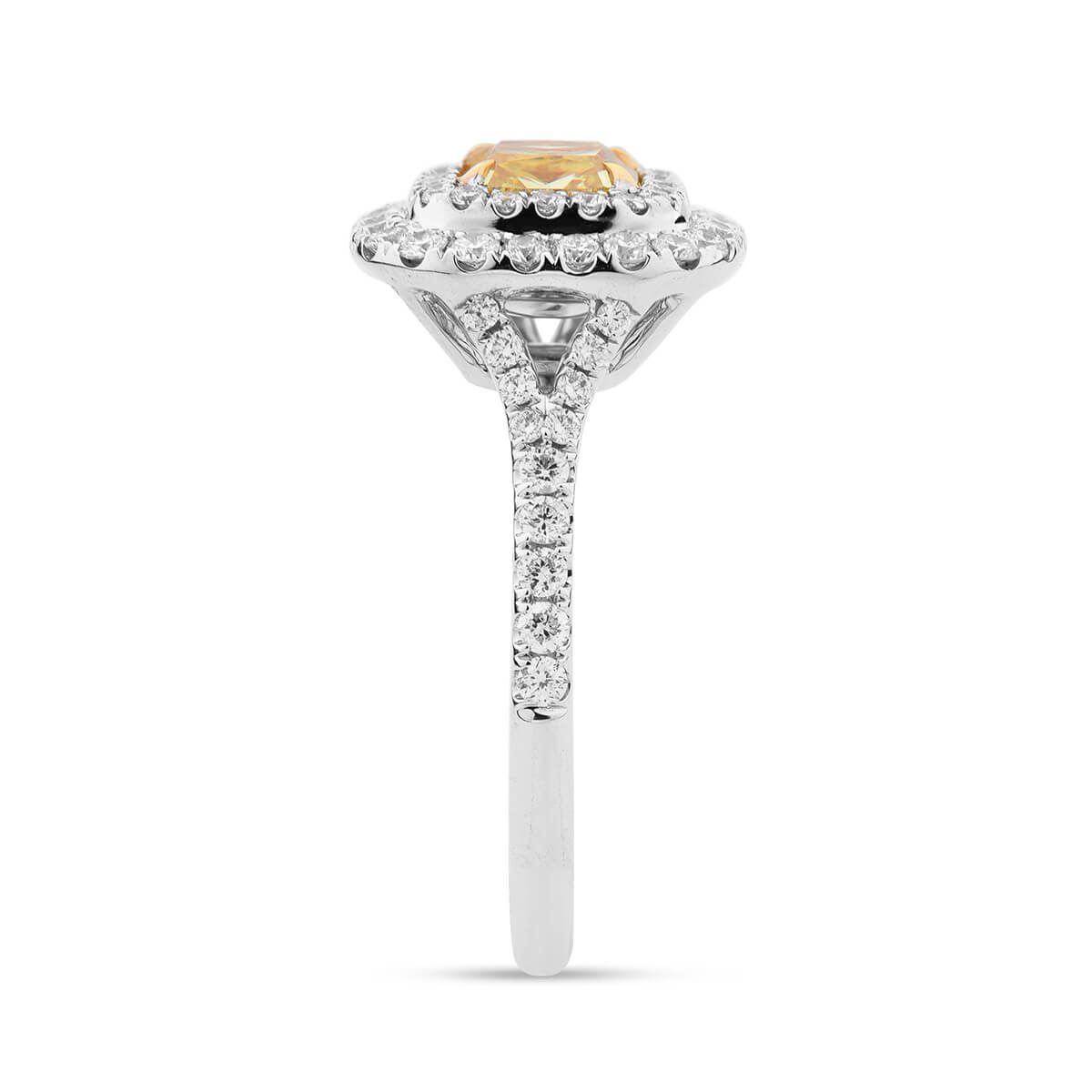 Fancy Intense Yellow Diamond Ring, 1.01 Ct. (1.65 Ct. TW), Cushion shape, GIA Certified, 2237064359