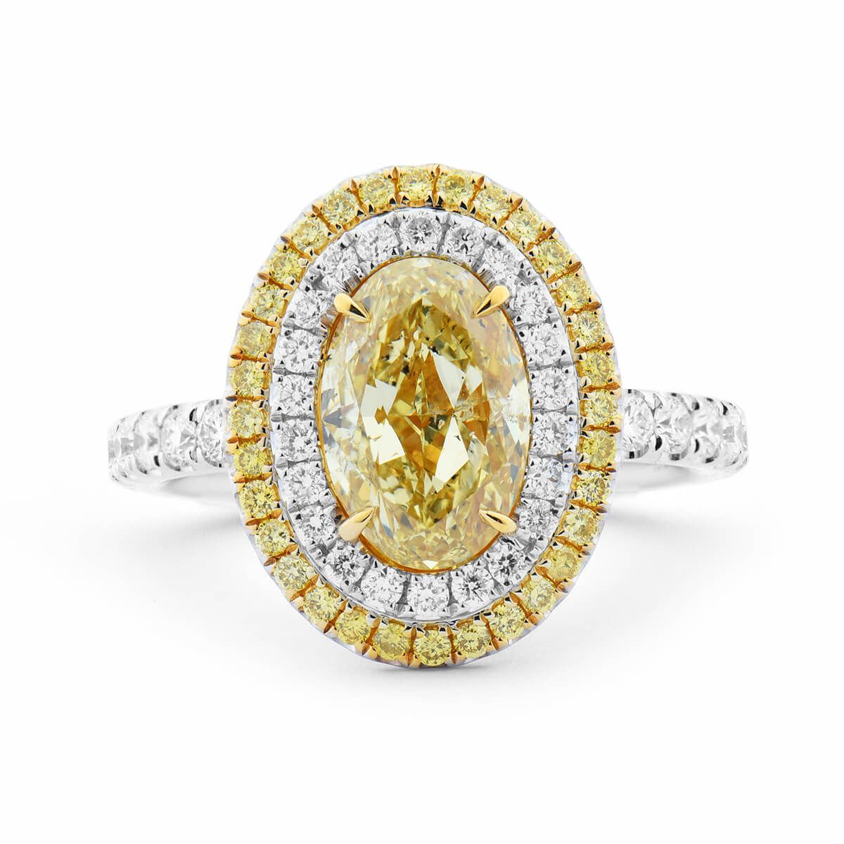 Fancy Yellow Diamond Ring, 2.00 Ct. (2.88 Ct. TW), Oval shape, GIA Certified, 2186382353