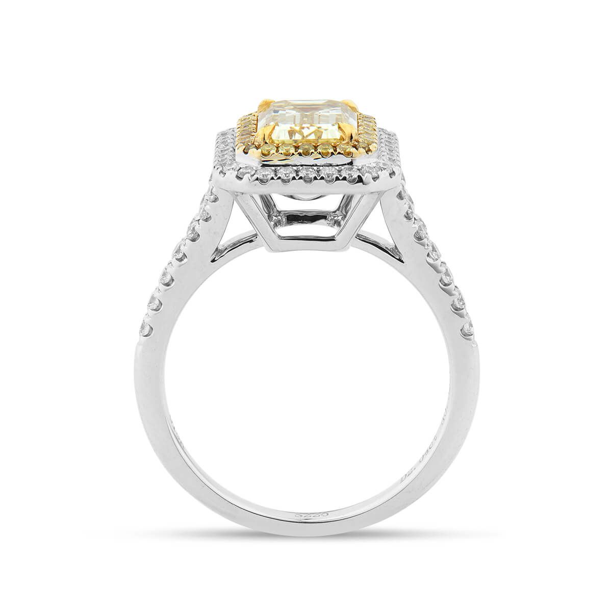 Fancy Yellow Diamond Ring, 2.56 Ct. TW, Emerald shape, GIA Certified, 2183052143
