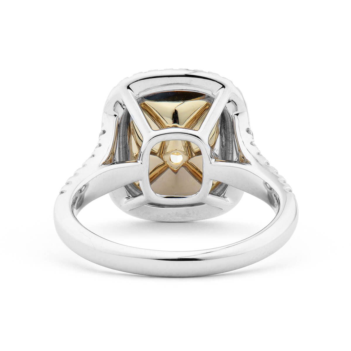 Light Yellow (W-X) Diamond Ring, 3.41 Ct. (3.95 Ct. TW), Cushion shape, GIA Certified, 7281651115