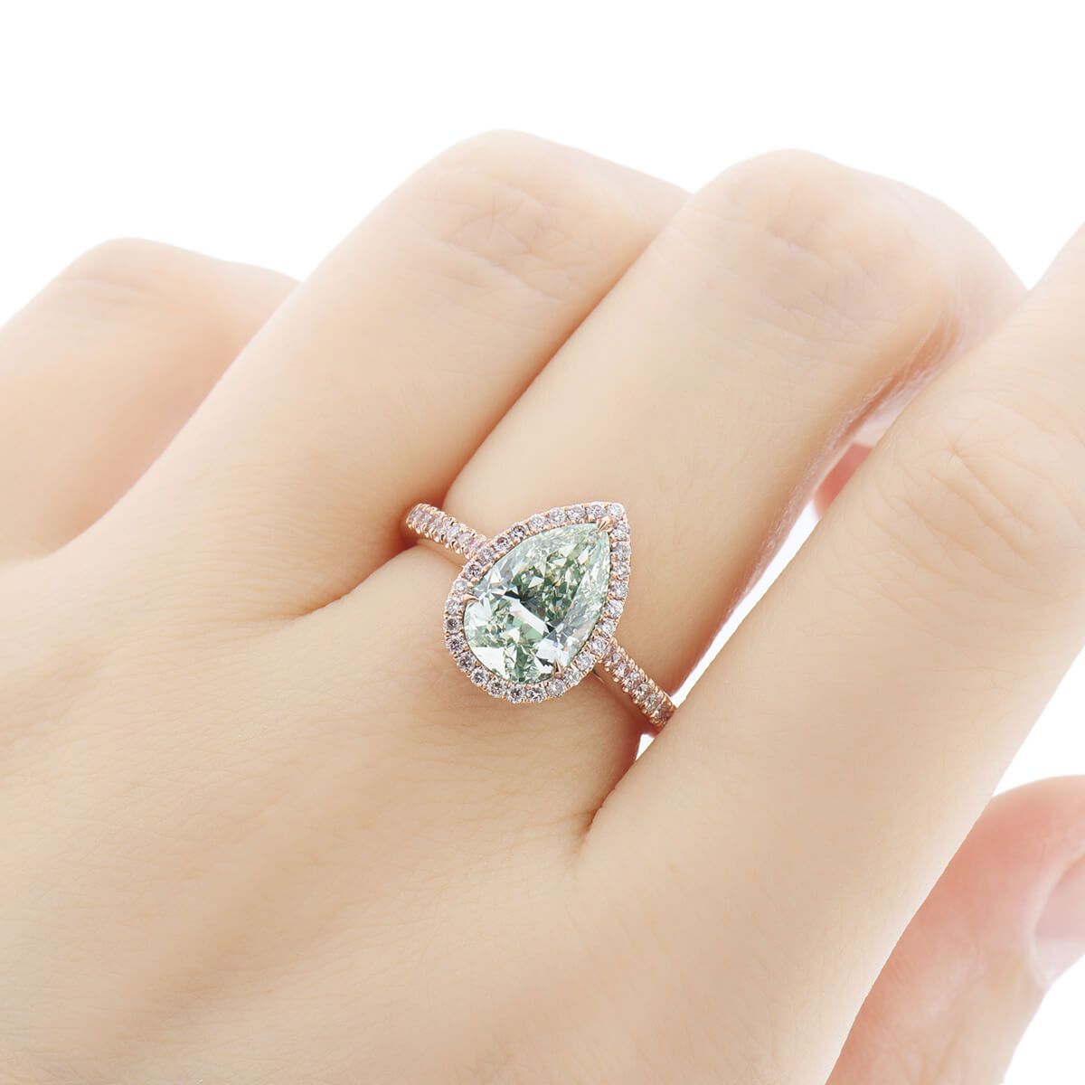 Light Green Yellow Diamond Ring, 2.37 Ct. TW, Pear shape, GIA Certified, 2141734432
