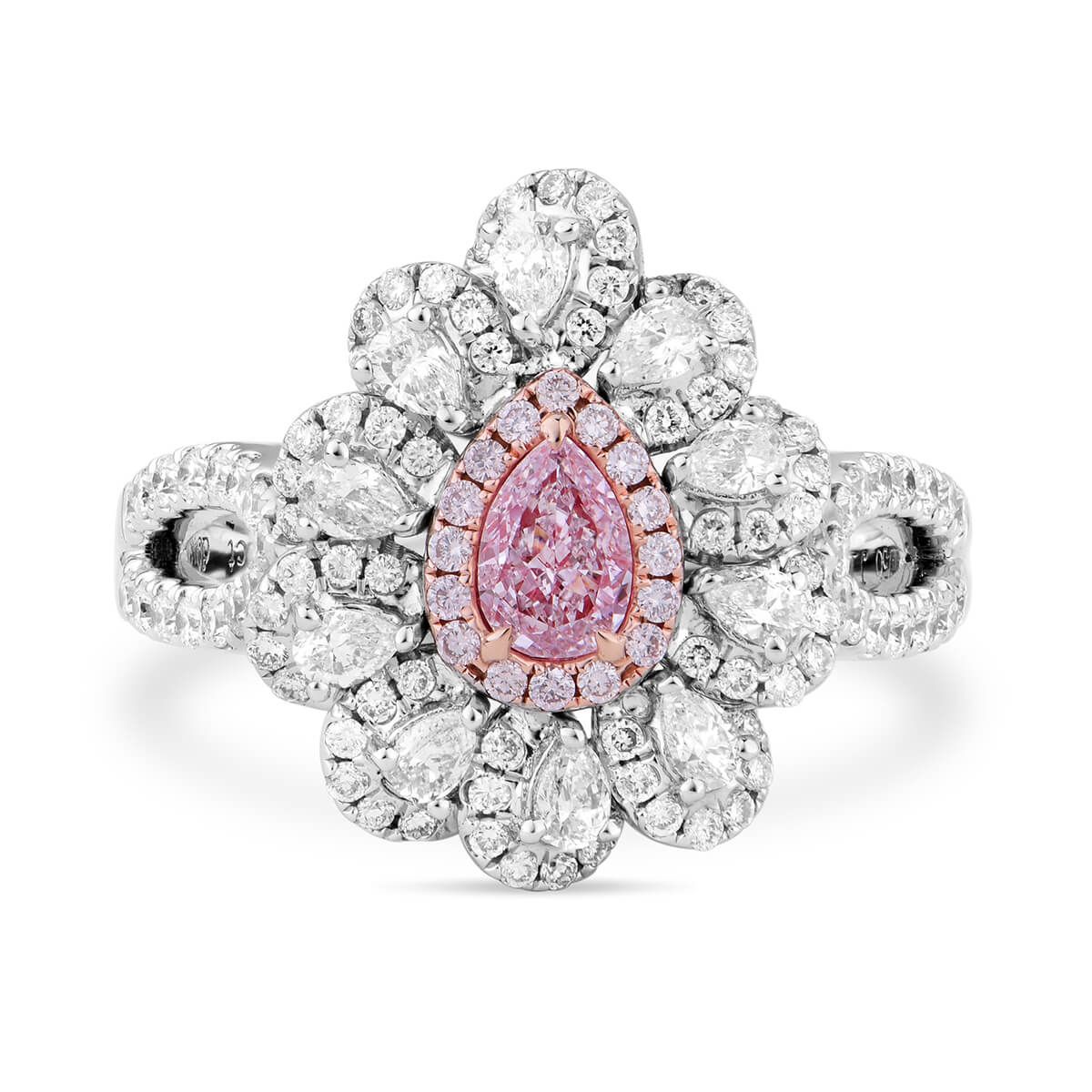 Very Light Pink Diamond Ring, 0.26 Ct. (1.16 Ct. TW), Pear shape, GIA Certified, 5192255964