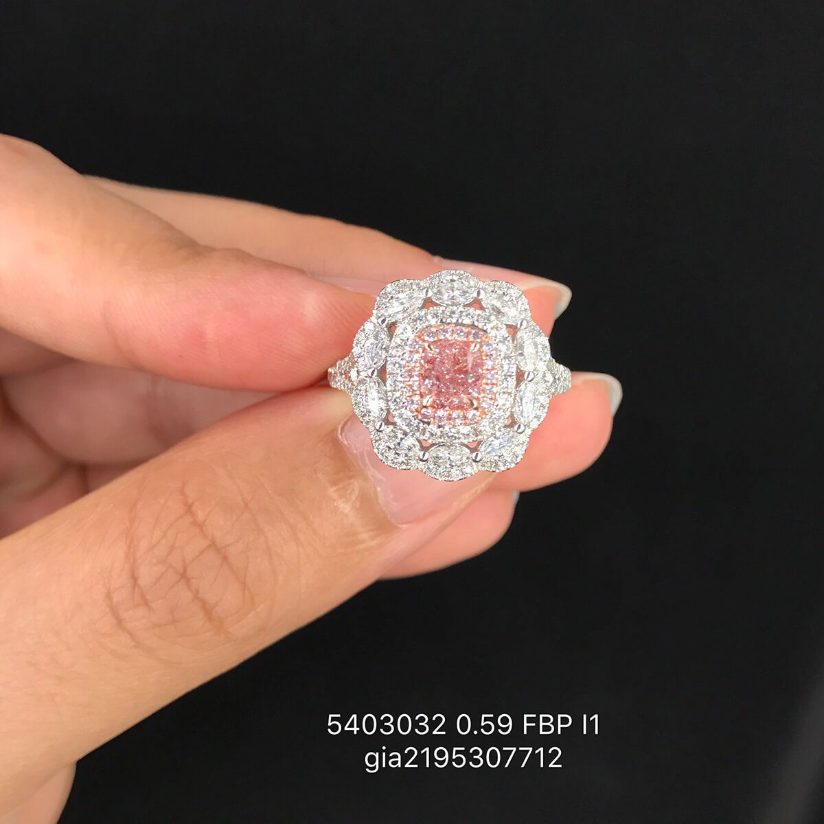 Fancy Brownish Pink Diamond Ring, 0.59 Ct. (1.60 Ct. TW), Cushion shape, GIA Certified, 2195307712