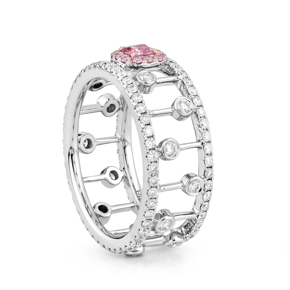 Light Pink Diamond Ring, 0.19 Ct. (1.11 Ct. TW), Cushion shape, GIA Certified, 2191256371