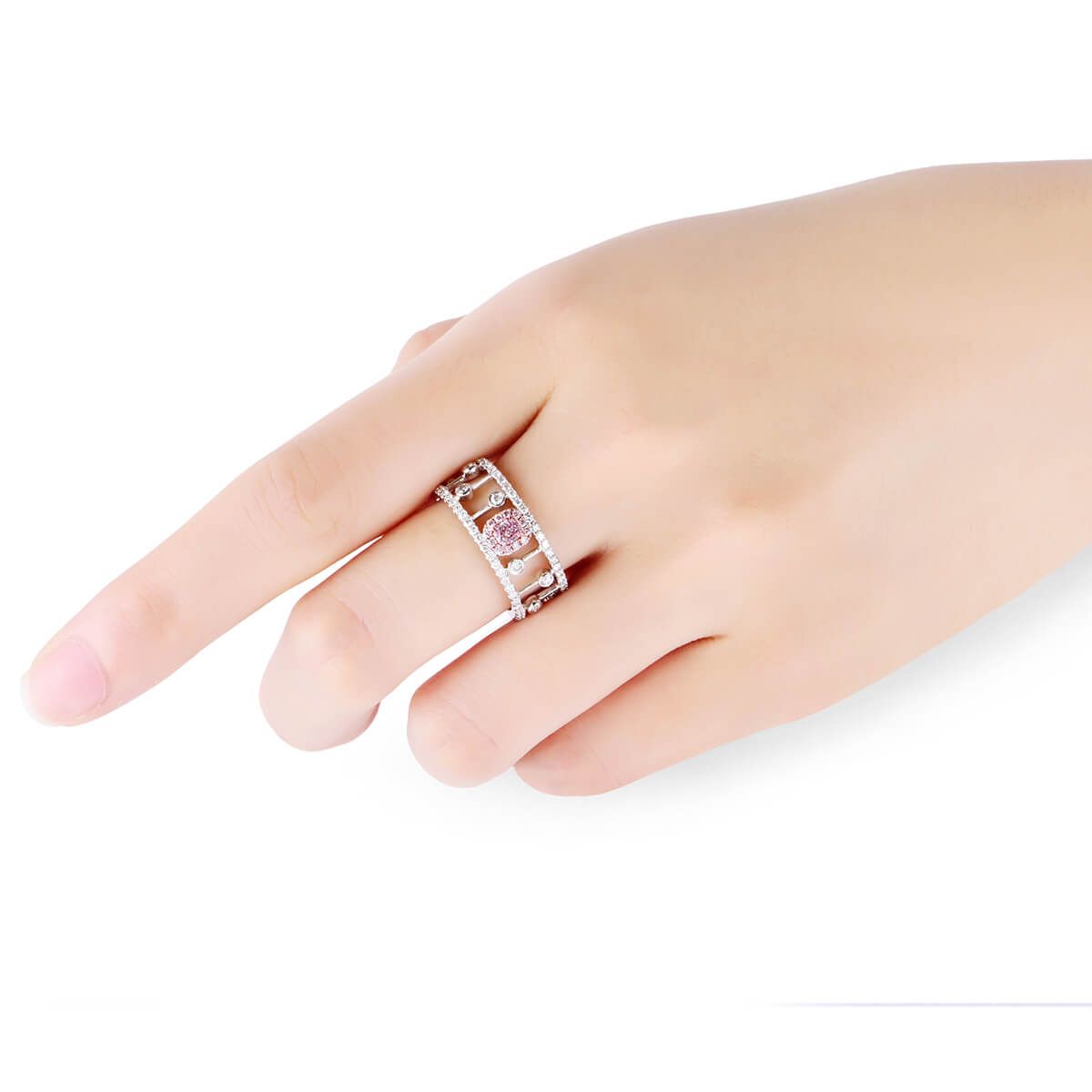 Light Pink Diamond Ring, 0.17 Ct. (1.08 Ct. TW), Cushion shape, GIA Certified, 5191256338