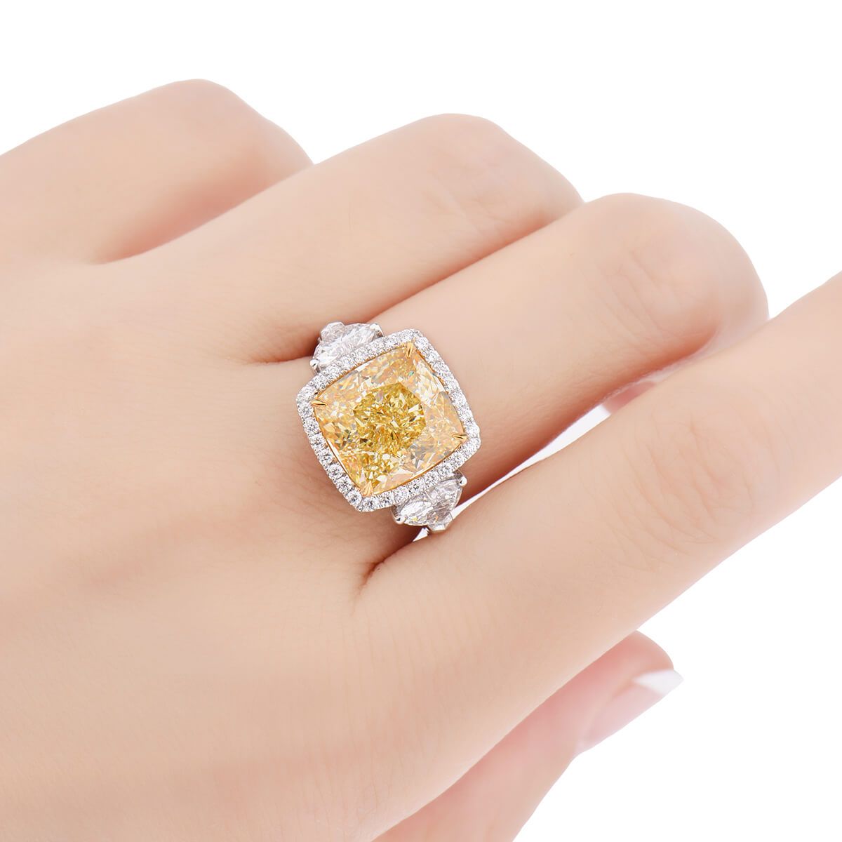 Fancy Light Yellow Diamond Ring, 8.79 Ct. TW, Cushion shape, GIA Certified, JCRF05404596