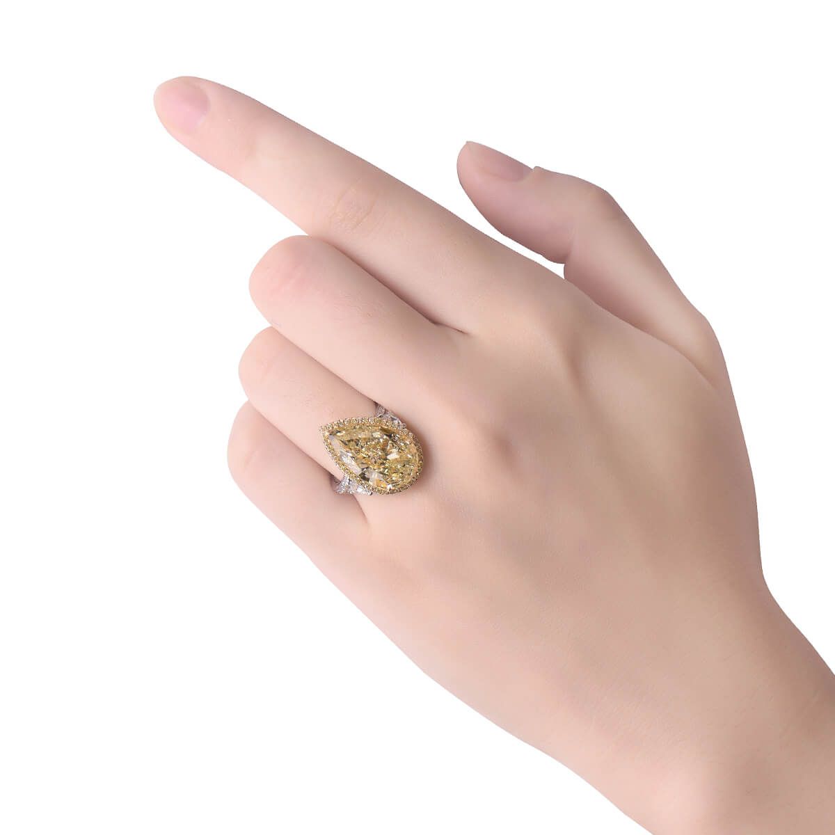 Fancy Light Yellow Diamond Ring, 0.90 Carat, Pear shape, GIA Certified, 2155101503